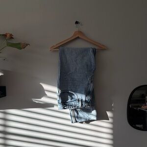 Zara man straight fit light blue jeans with cuff detail size 32